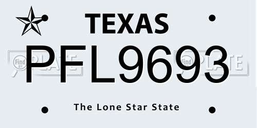 PFL9693 Texas License Plate