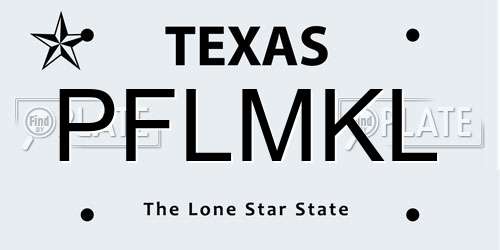 PFLMKL Texas License Plate