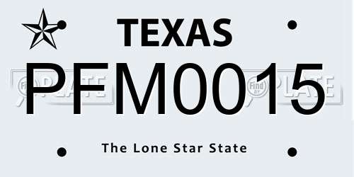 PFM0015 Texas License Plate