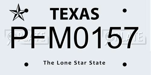 PFM0157 Texas License Plate