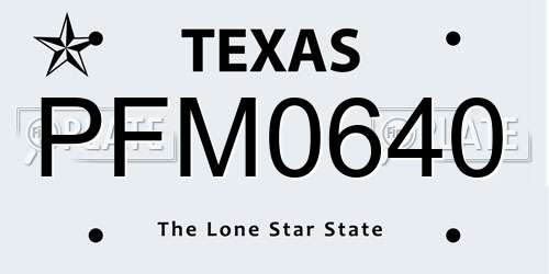 PFM0640 Texas License Plate