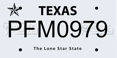 PFM0979 Texas License Plate