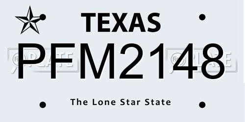PFM2148 Texas License Plate