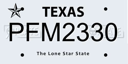 PFM2330 Texas License Plate