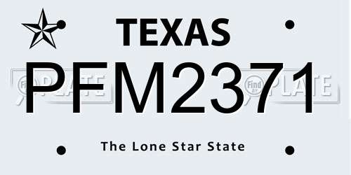 PFM2371 Texas License Plate