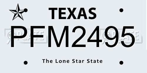 PFM2495 Texas License Plate
