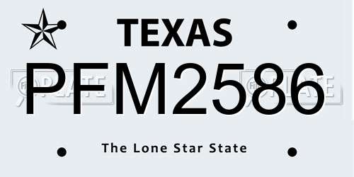 PFM2586 Texas License Plate