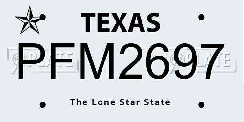PFM2697 Texas License Plate