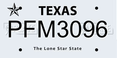PFM3096 Texas License Plate