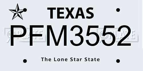 PFM3552 Texas License Plate