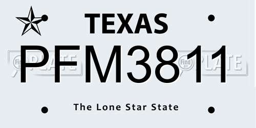 PFM3811 Texas License Plate