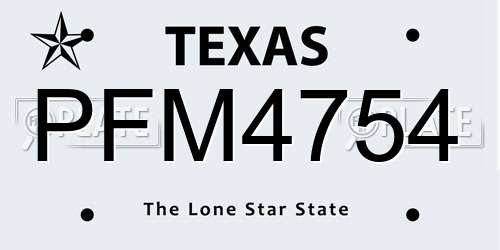 PFM4754 Texas License Plate