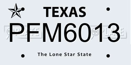 PFM6013 Texas License Plate