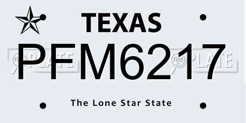 PFM6217 Texas License Plate