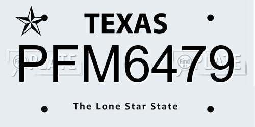PFM6479 Texas License Plate