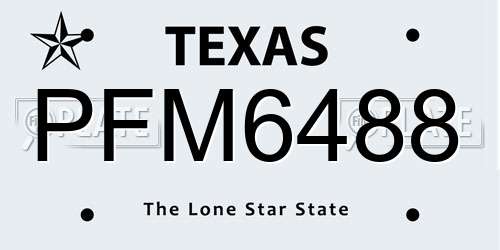 PFM6488 Texas License Plate