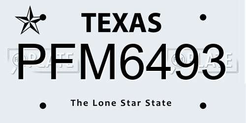 PFM6493 Texas License Plate