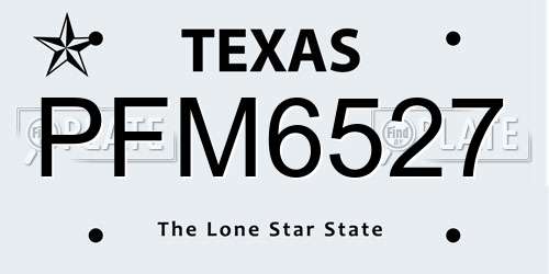 PFM6527 Texas License Plate