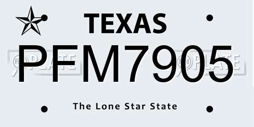 PFM7905 Texas License Plate