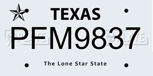 PFM9837 Texas License Plate