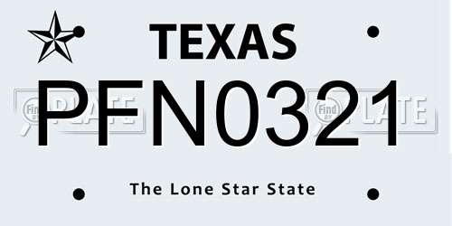 PFN0321 Texas License Plate