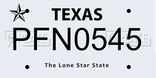 PFN0545 Texas License Plate