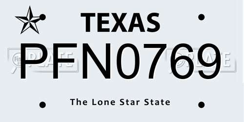 PFN0769 Texas License Plate