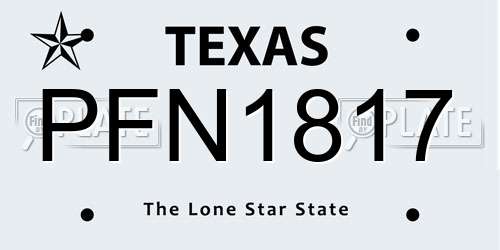 PFN1817 Texas License Plate