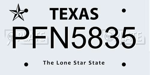 PFN5835 Texas License Plate