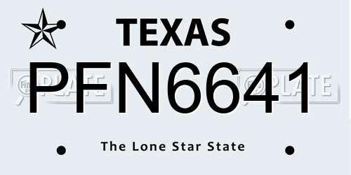 PFN6641 Texas License Plate