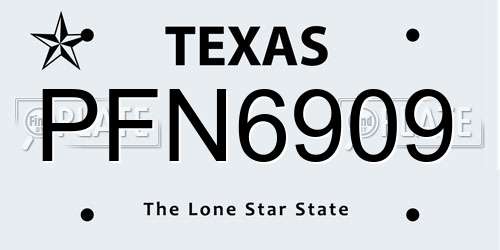 PFN6909 Texas License Plate