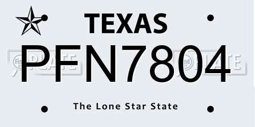 PFN7804 Texas License Plate