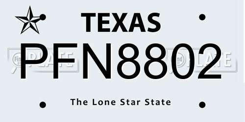 PFN8802 Texas License Plate