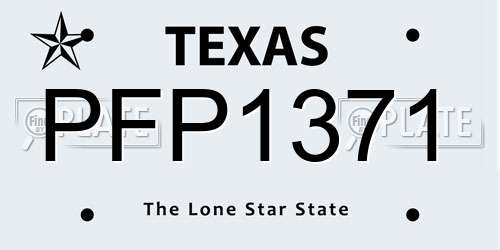 PFP1371 Texas License Plate