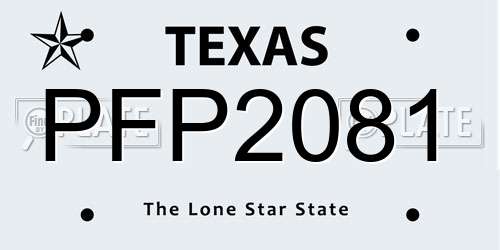 PFP2081 Texas License Plate