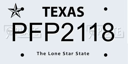 PFP2118 Texas License Plate