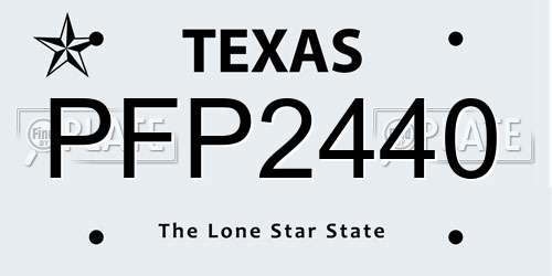 PFP2440 Texas License Plate