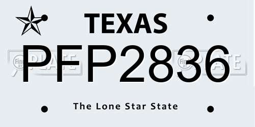 PFP2836 Texas License Plate