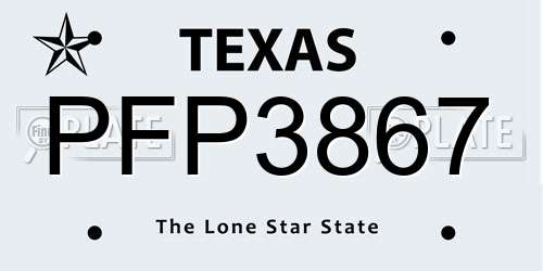 PFP3867 Texas License Plate