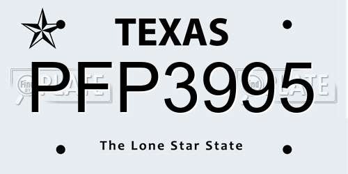 PFP3995 Texas License Plate