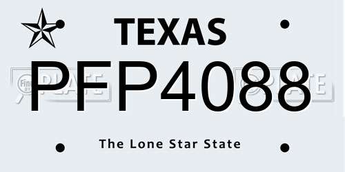 PFP4088 Texas License Plate
