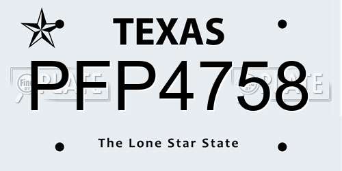 PFP4758 Texas License Plate