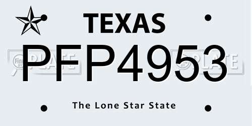 PFP4953 Texas License Plate