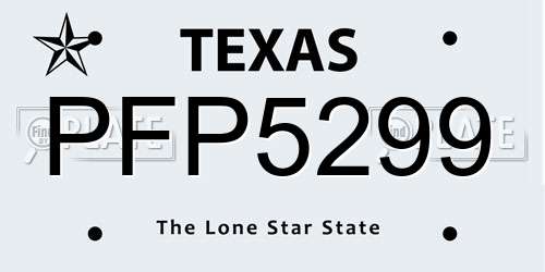 PFP5299 Texas License Plate