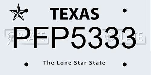 PFP5333 Texas License Plate