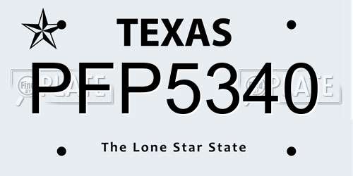 PFP5340 Texas License Plate