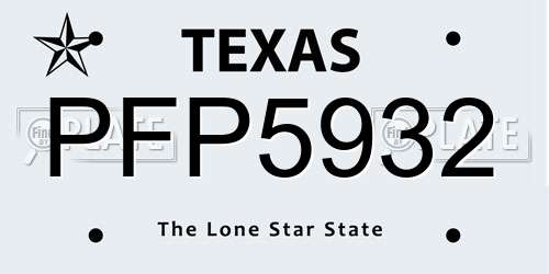 PFP5932 Texas License Plate
