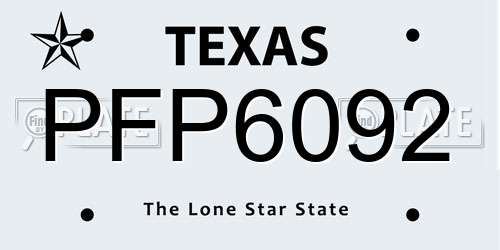 PFP6092 Texas License Plate