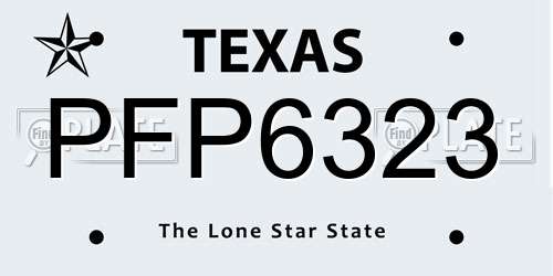 PFP6323 Texas License Plate