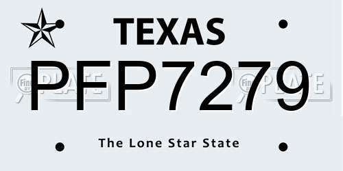 PFP7279 Texas License Plate